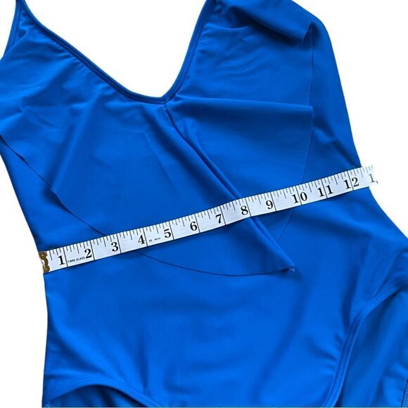 Sun and Sea | Blue Ruffle Halter One-Piece Women Small Swimsuit NWT - Picture 6 of 12
